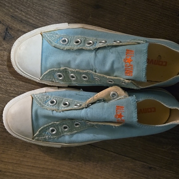 🩵WOMENS SIZE 8 CONVERSE SLIP ON SNEAKERS TURQUOISE BLUE ALL 🌟 STARS🩵 - Picture 3 of 7